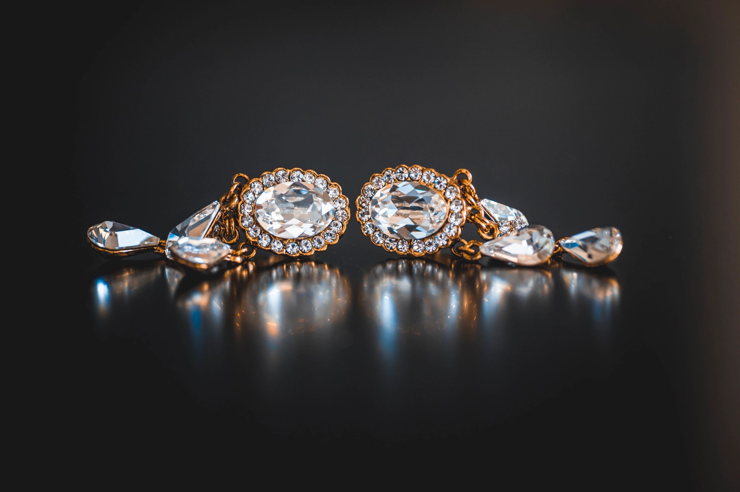 Elegant jewelry set on black background
