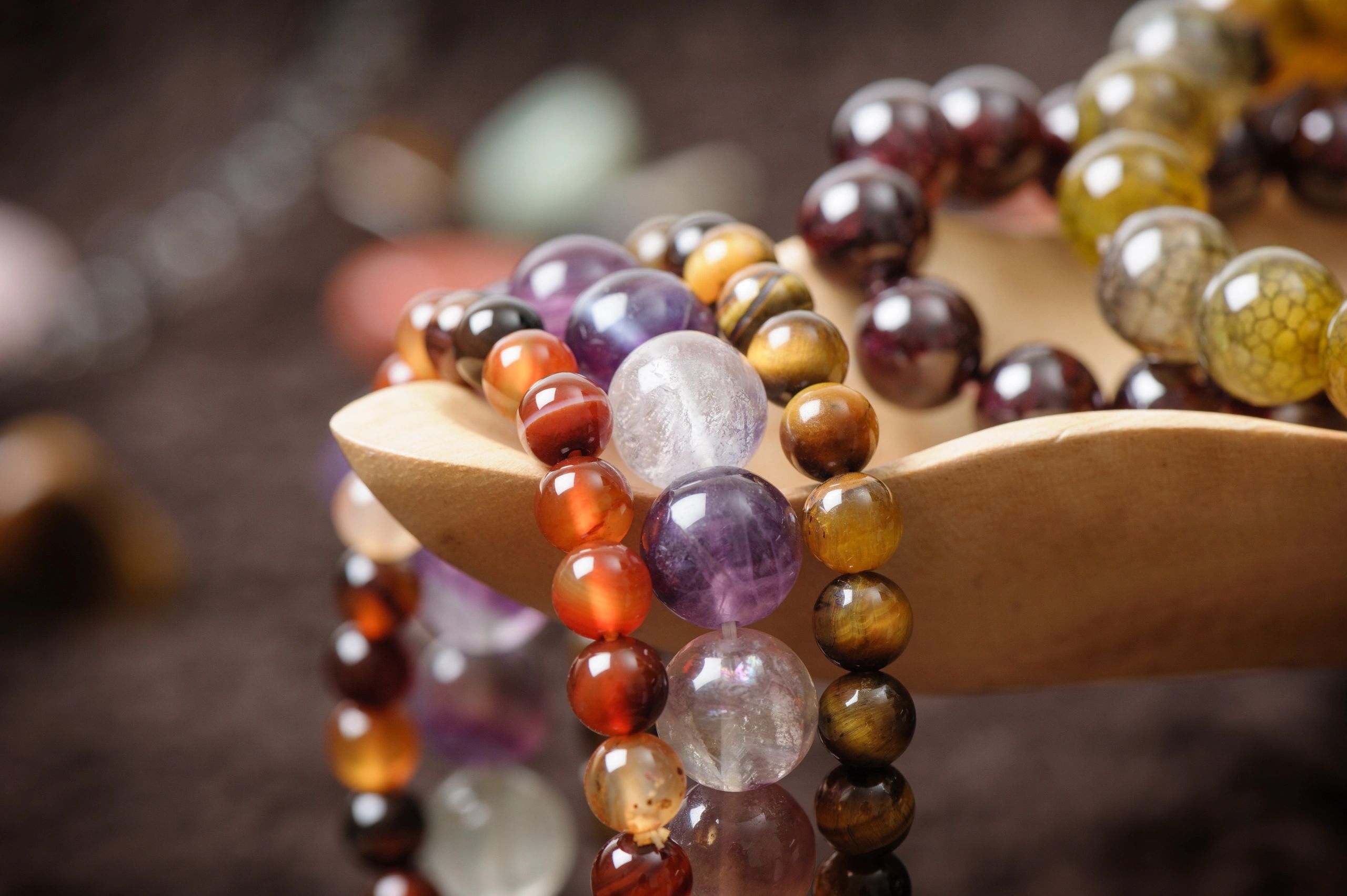 Semi-precious stone bracelet close-up